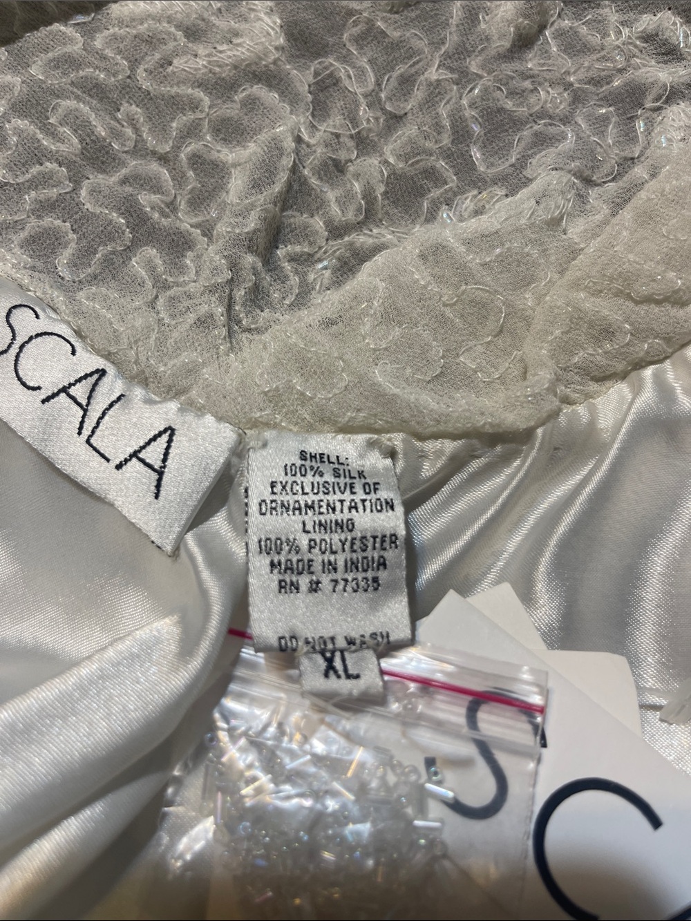 Elegant Scala Ivory Beaded Slip Dress - Women's Formal Evening or Wedding Gown - Picture 11 of 13